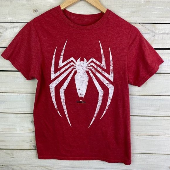 Marvel Other - Men's Marvel Spiderman T-Shirt Size SMALL Red W/ White Logo Crew Neck